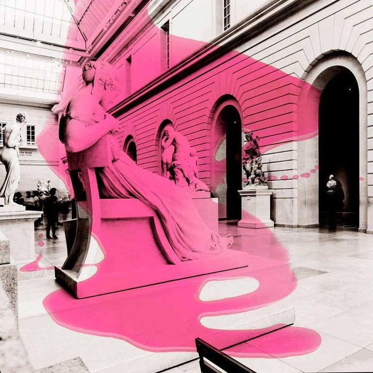 MUSEUM HALL (PINK) Architecture Contemporary Serigraph Painting Pedro Peña  For Sale 2