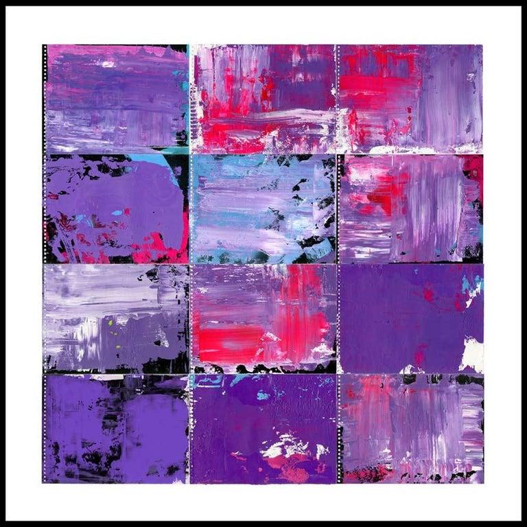 12 COLOURS COMPOSITION Purple Pink Abstract Painting Paper Oil Pedro Peña 2