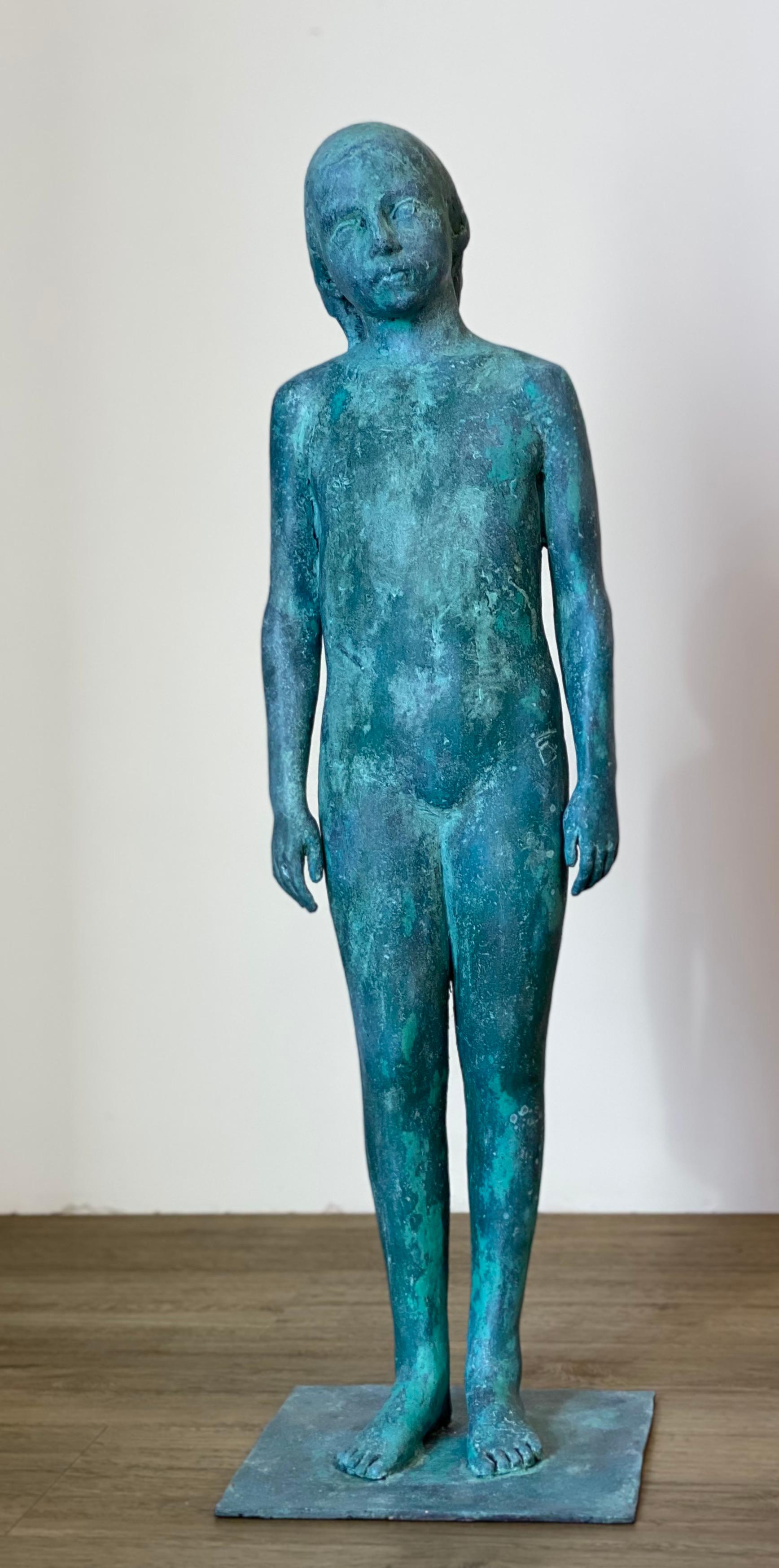 Pedro Quesada Sierra Figurative Sculpture - Girl, standing- 21st Century Contemporary Bronze Sculpture of a standing Girl