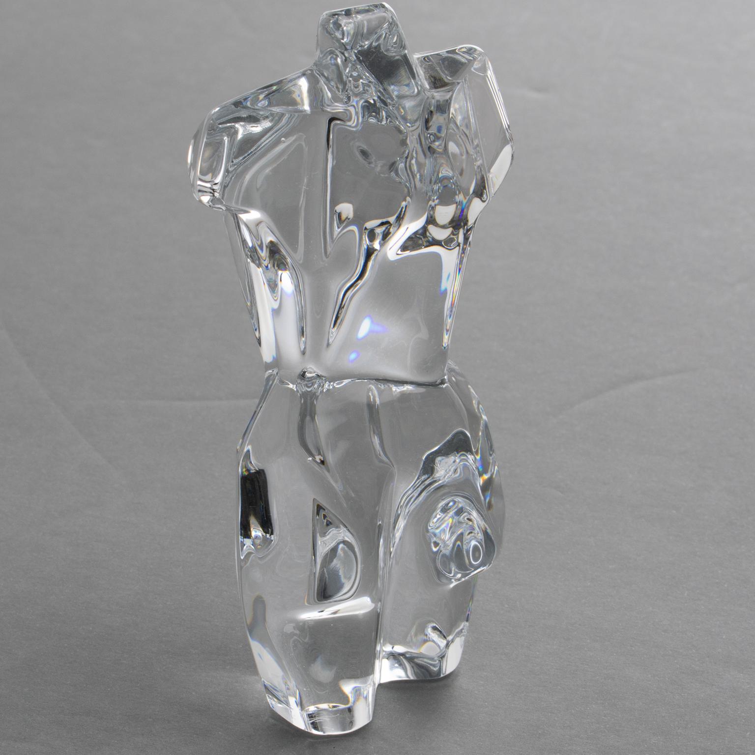 Pedro Ramírez Vázquez para Daum Escultura de Cristal Atenea Torso Cubista Femenino en venta 4