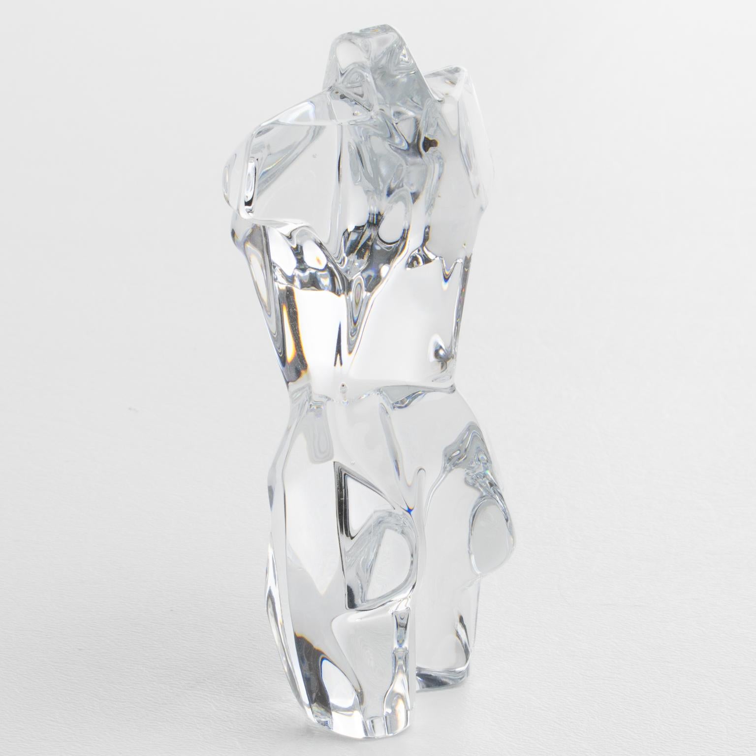 Pedro Ramírez Vázquez para Daum Escultura de Cristal Atenea Torso Cubista Femenino Moderno en venta