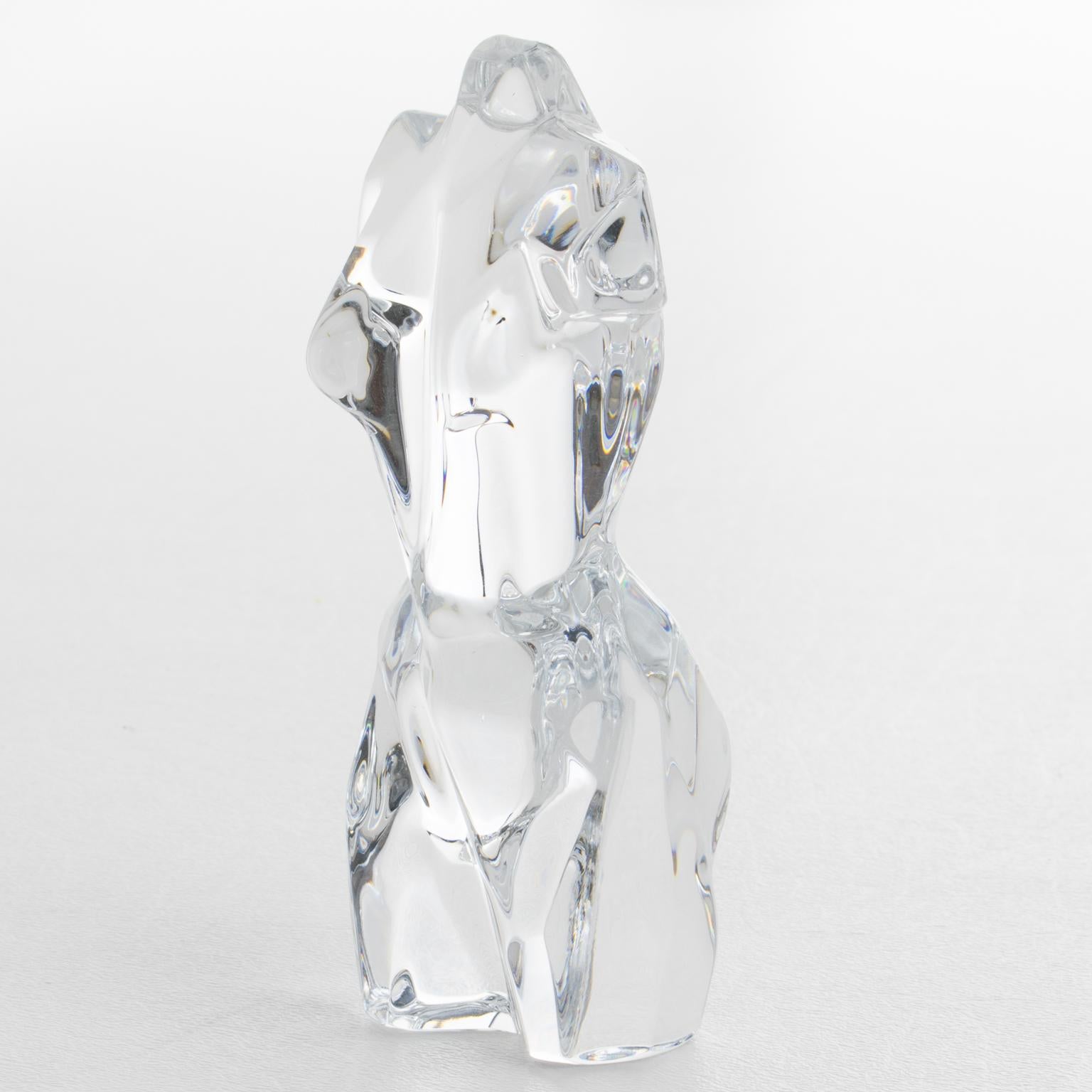 Pedro Ramírez Vázquez para Daum Escultura de Cristal Atenea Torso Cubista Femenino Francés en venta