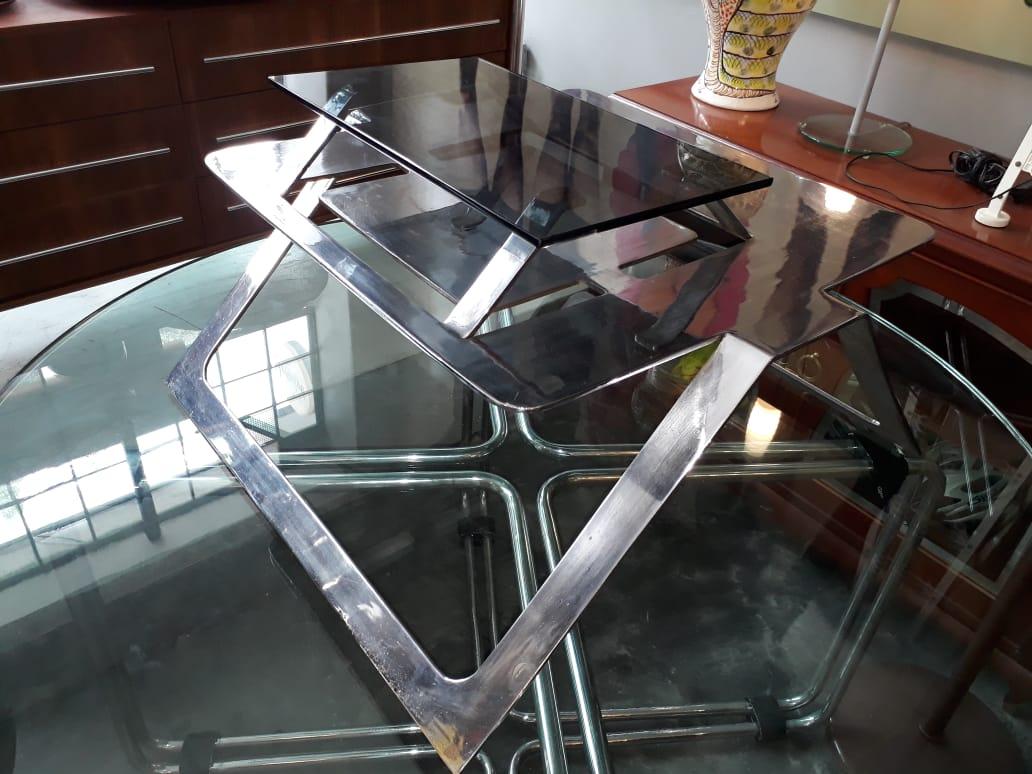 Pedro Ramírez Vázquez, Chromed Steel Dining Table In Good Condition In Mexico City, MX
