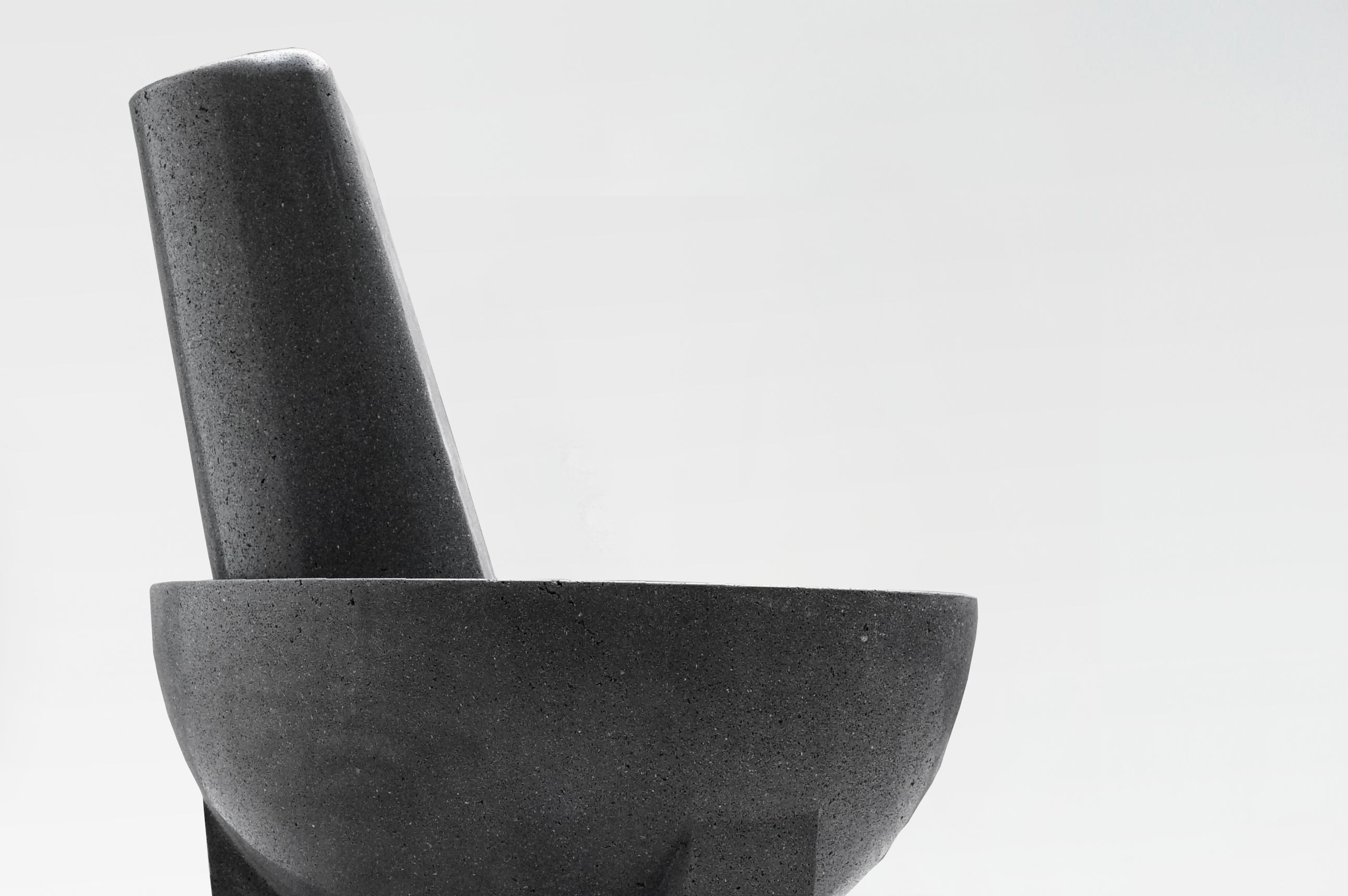 Mexican Pedro Reyes Black Volcanic Stone Molcajete Chair ‘Mortar Chair’ Mexico 2018