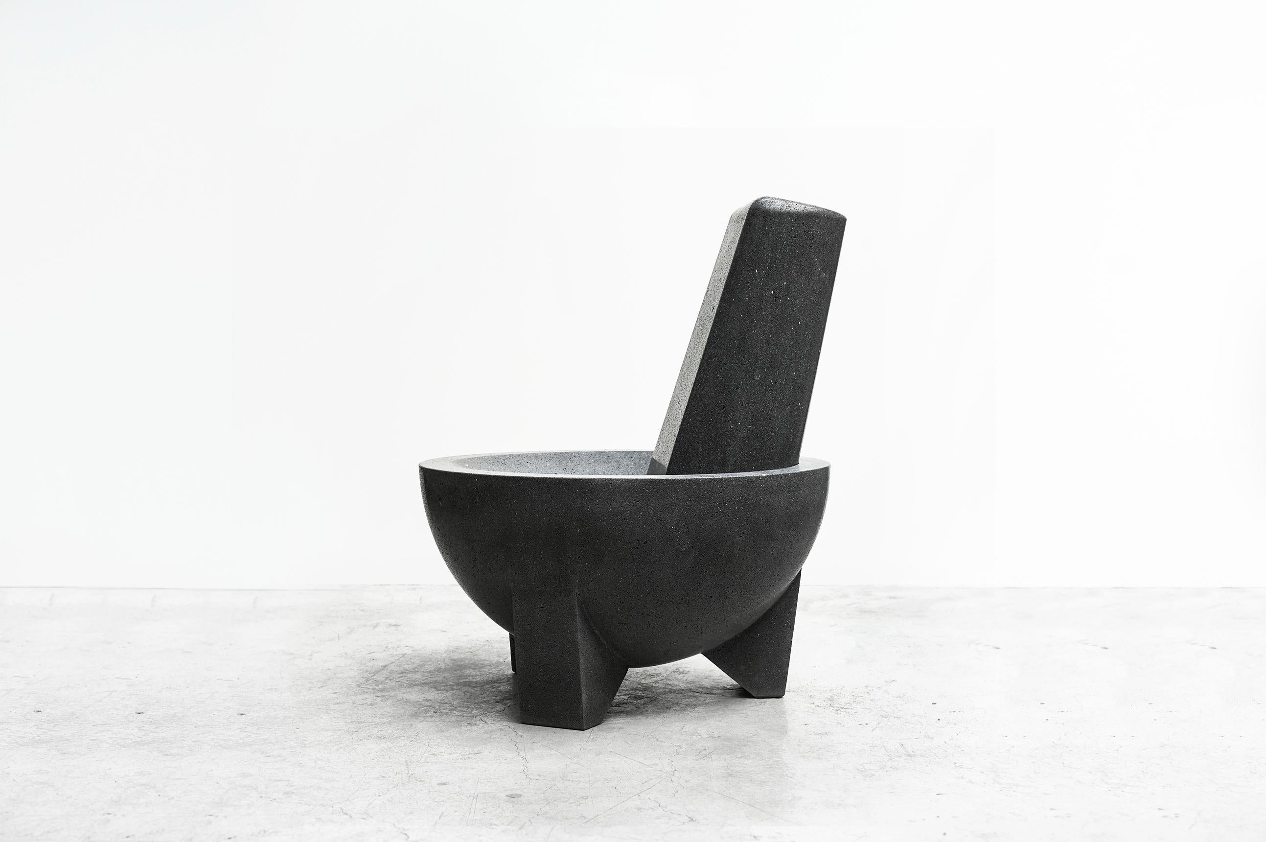 Pedro Reyes Black Volcanic Stone Molcajete Chair ‘Mortar Chair’ Mexico 2018 In Excellent Condition In Barcelona, ES