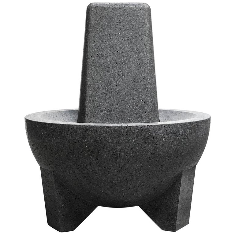 Pedro Reyes black volcanic stone Molcajete chair, 2018, offered by Side-Gallery