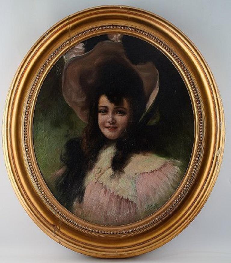 Pedro Ribera (1867-1949) Spanischer Künstler.
Öl auf Leinwand. Porträt eines Mädchens.
Signiert und datiert 1904.
Maße: 62 x 51 cm. Der Rahmen ist 10 cm breit.
Ein Gemälde von Pedro Ribera wurde 2003 bei Sotheby's, New York, für 42.500 $