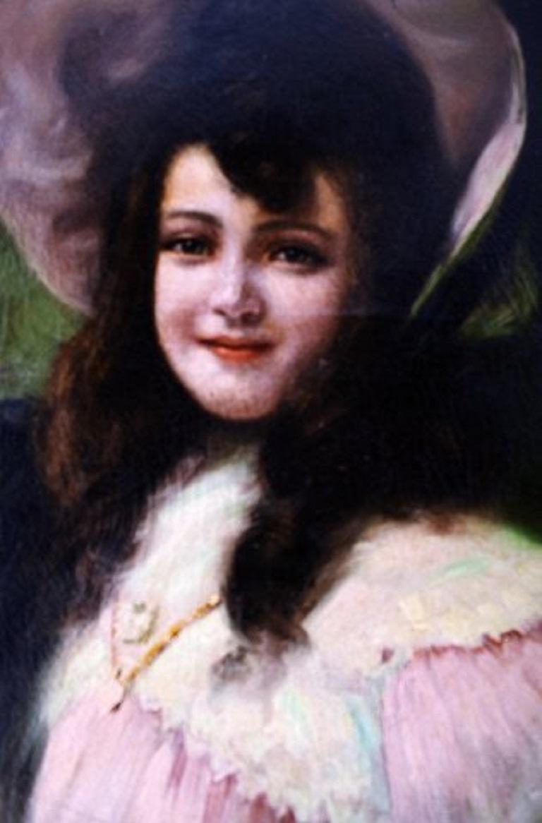 Pedro Ribera, spanischer Künstler, Öl auf Leinwand, Porträt eines Mädchens (Spanisch) im Angebot