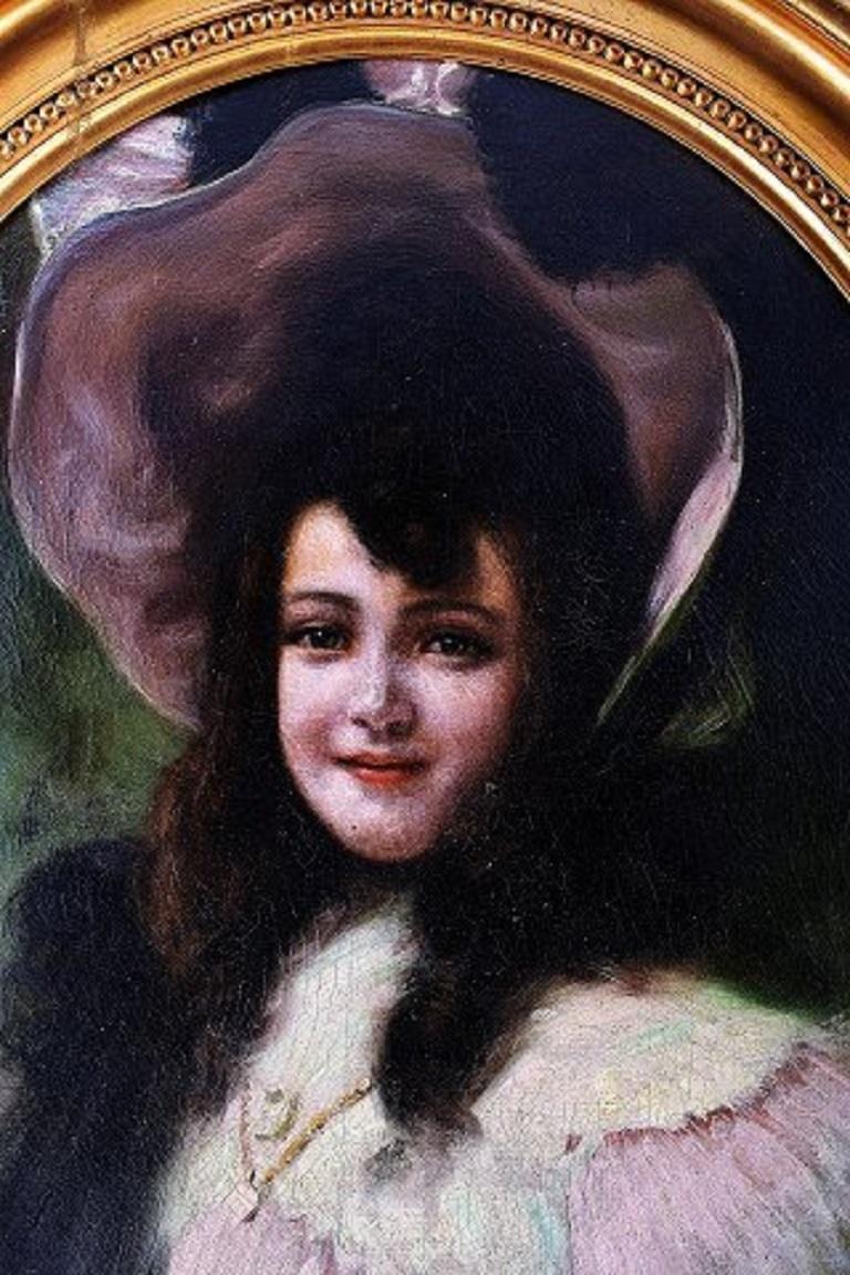 Pedro Ribera, spanischer Künstler, Öl auf Leinwand, Porträt eines Mädchens (Frühes 20. Jahrhundert) im Angebot