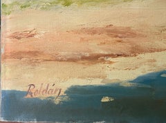 Agriturismo mediterraneo con pozzo olio su tela Spagna