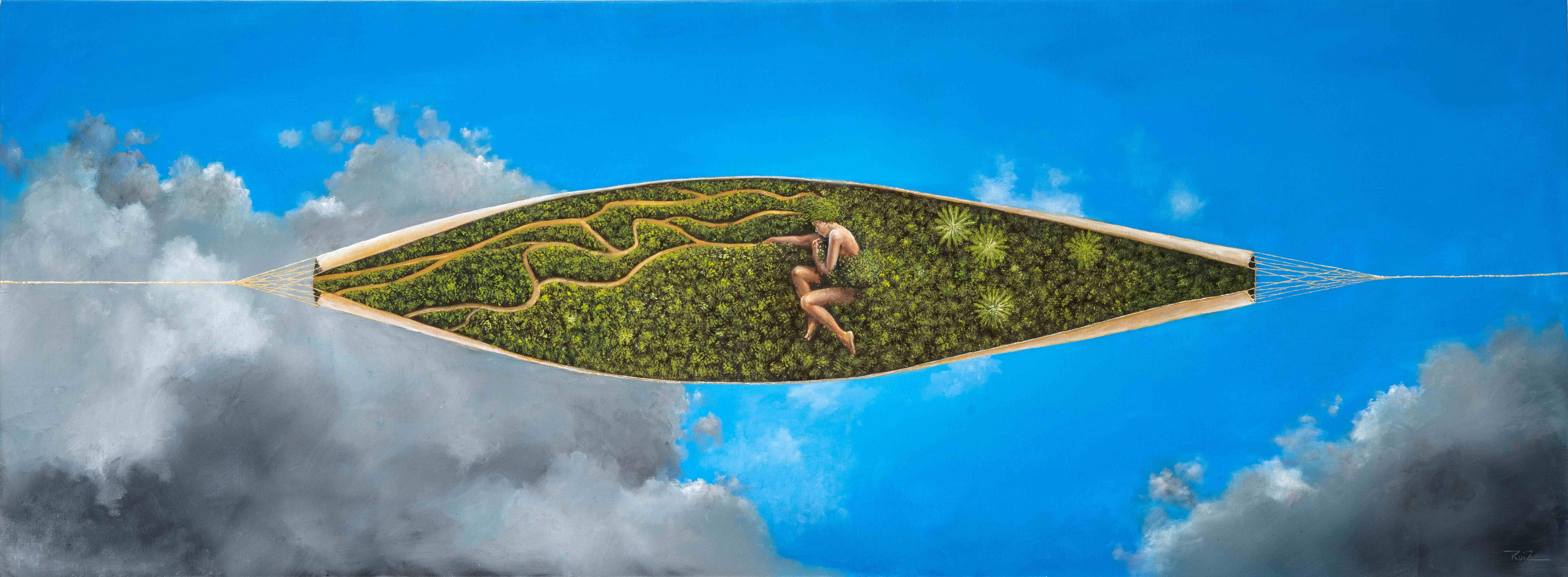 LEICHTES GEHEN BUENAVIDA A VUELO DE PAJARO – Painting von Pedro Ruiz