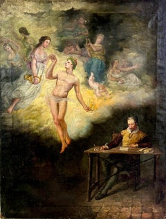 Cervantes en el momento de empezar a escribir el Quijote - Óleo sobre lienzo