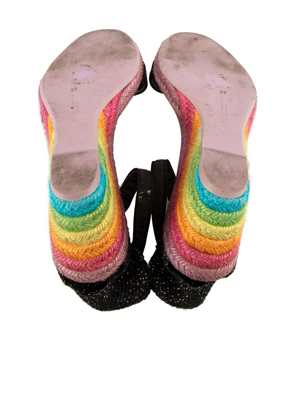 Women's Peep Toe Rainbow Wedge Espadrilles Size EU 39 For Sale