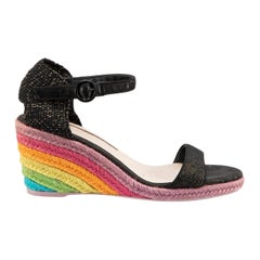 Peep Toe Rainbow Wedge Espadrilles Size EU 39