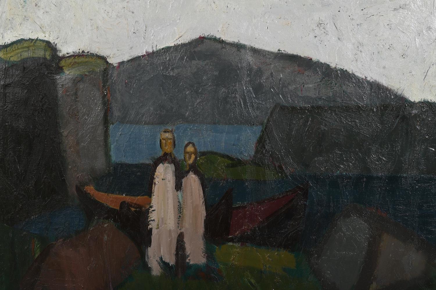 Peer Lorentz Dahl (1915-2005). Sealandscape mit Personen. (Skandinavisch) im Angebot