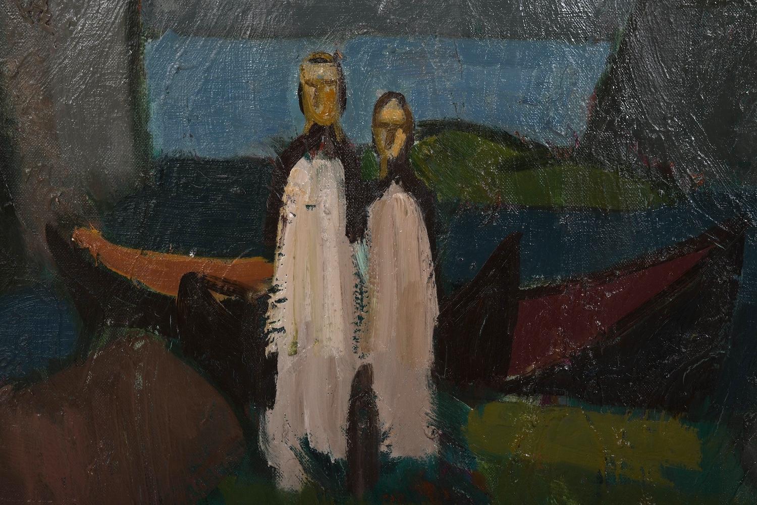 Peer Lorentz Dahl (1915-2005). Sealandscape mit Personen. im Zustand „Gut“ im Angebot in Handewitt, DE