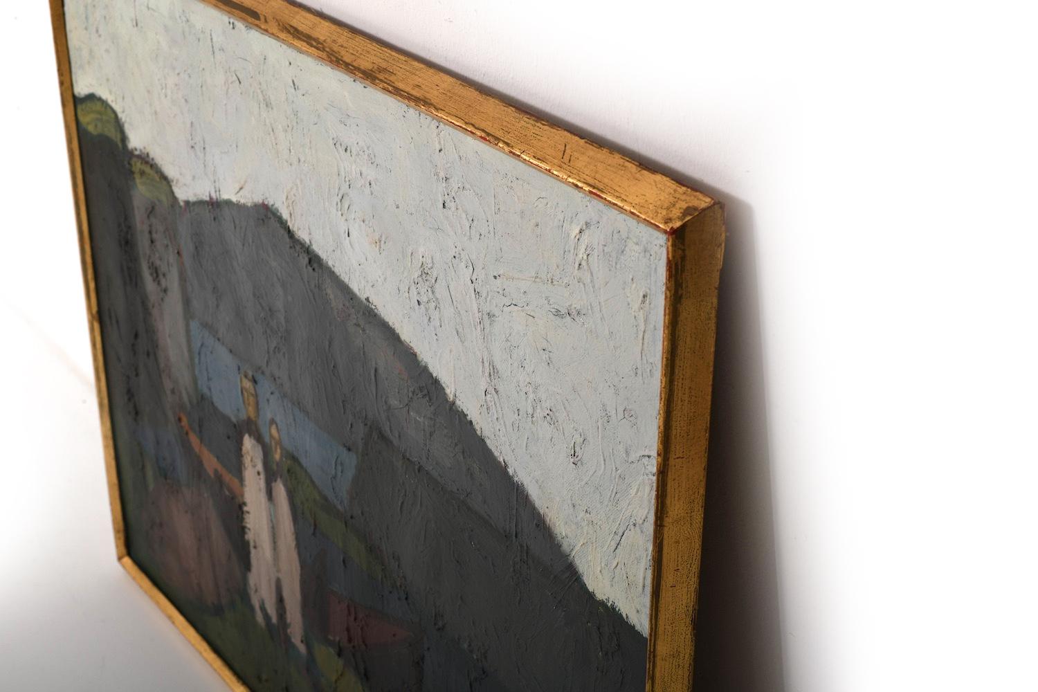Peer Lorentz Dahl (1915-2005). Sealandscape mit Personen. (Leinwand) im Angebot