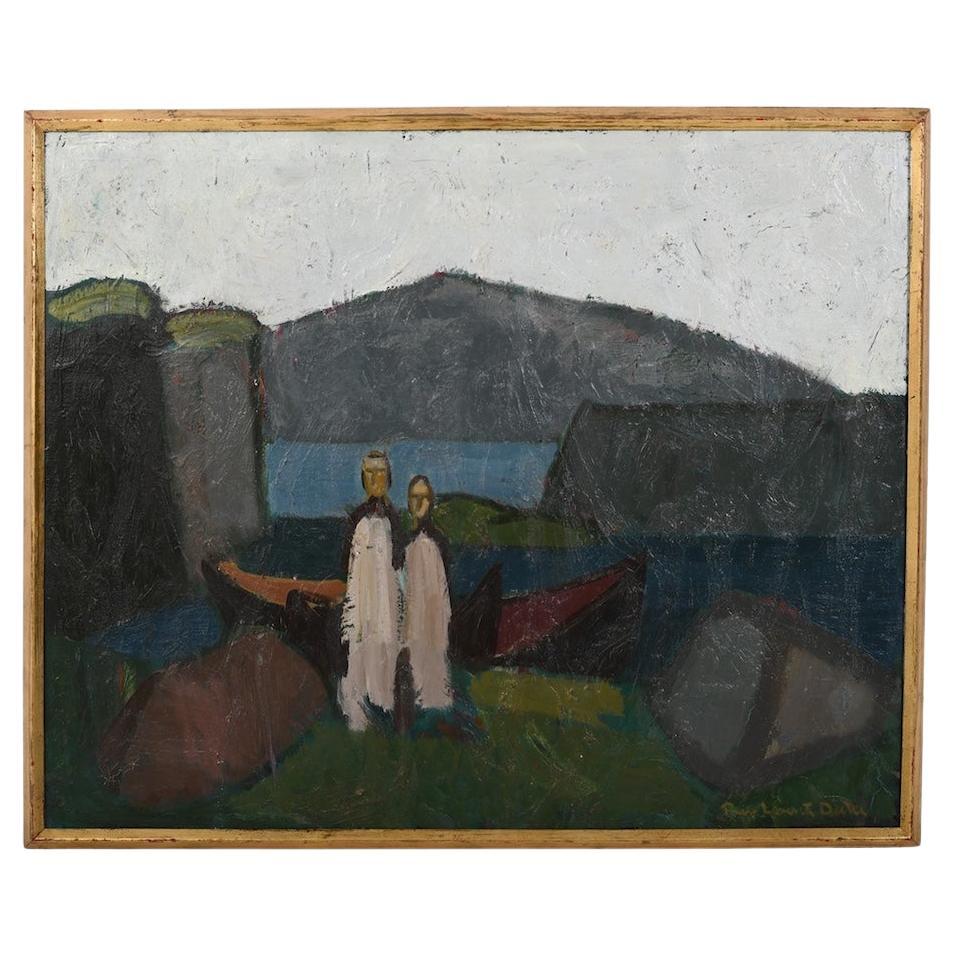Peer Lorentz Dahl (1915-2005). Sealandscape mit Personen. im Angebot