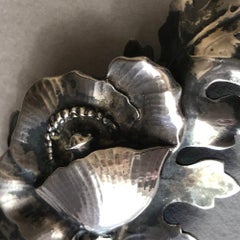 Peer Smed Large Sterling Silver Flower and Leaf Brooch