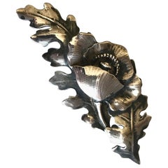 Vintage Peer Smed Large Sterling Silver Flower and Leaf Brooch
