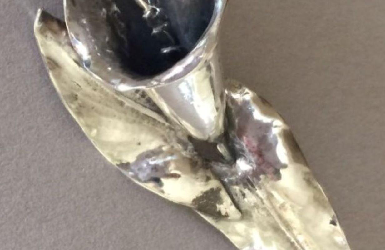 Peer Smed Sterling Silver Calla Lily Brooch In Good Condition For Sale In Big Bend, WI