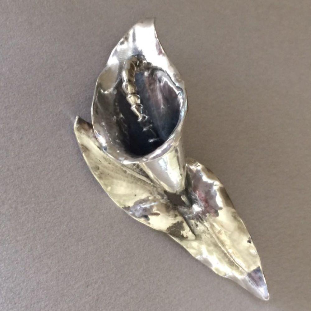 Women's Peer Smed Sterling Silver Calla Lily Brooch For Sale