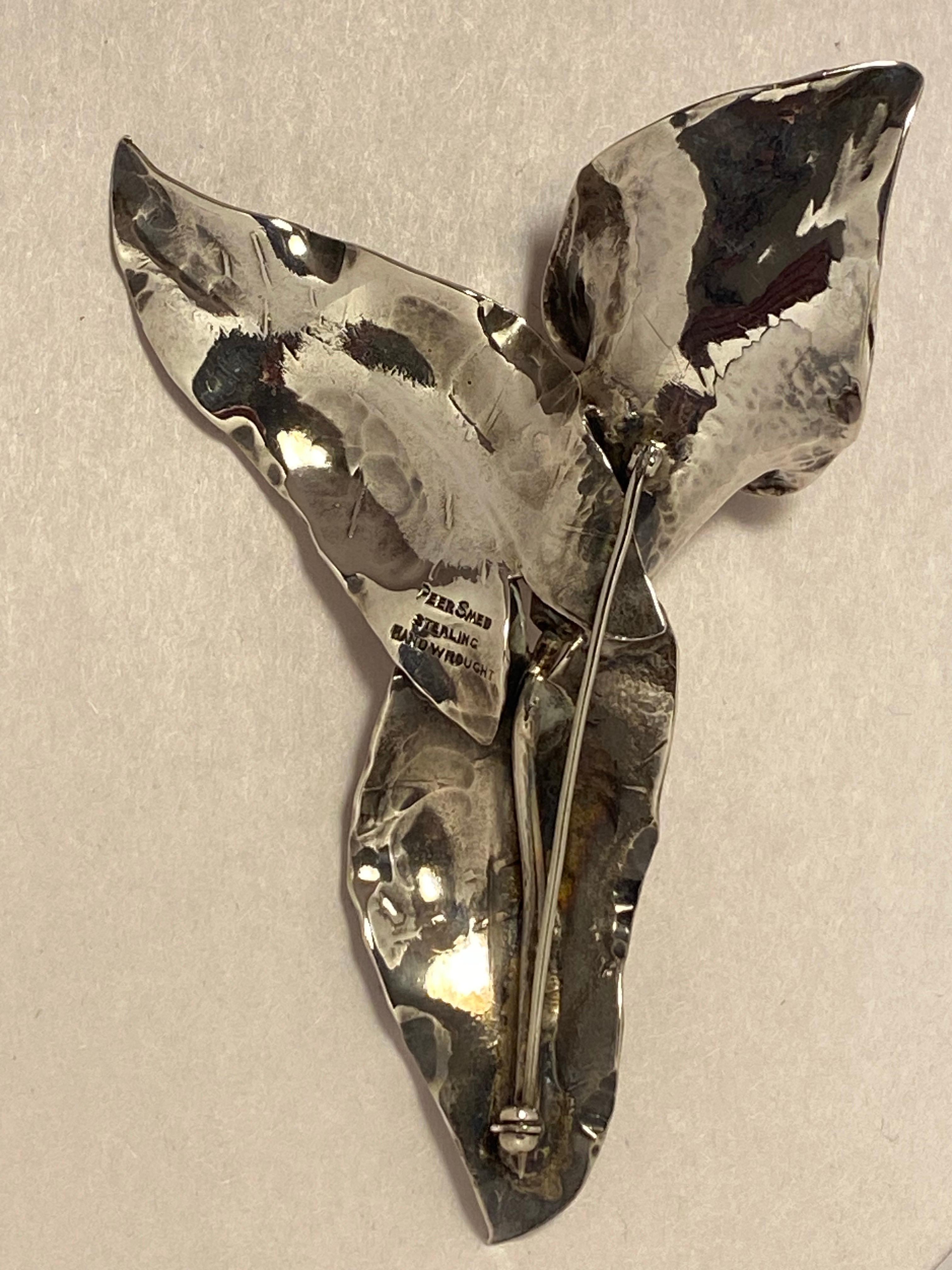 Peer Smed Spilla a forma di giglio di Calla in argento Sterling Periodo Arte e Artigianato in vendita 5