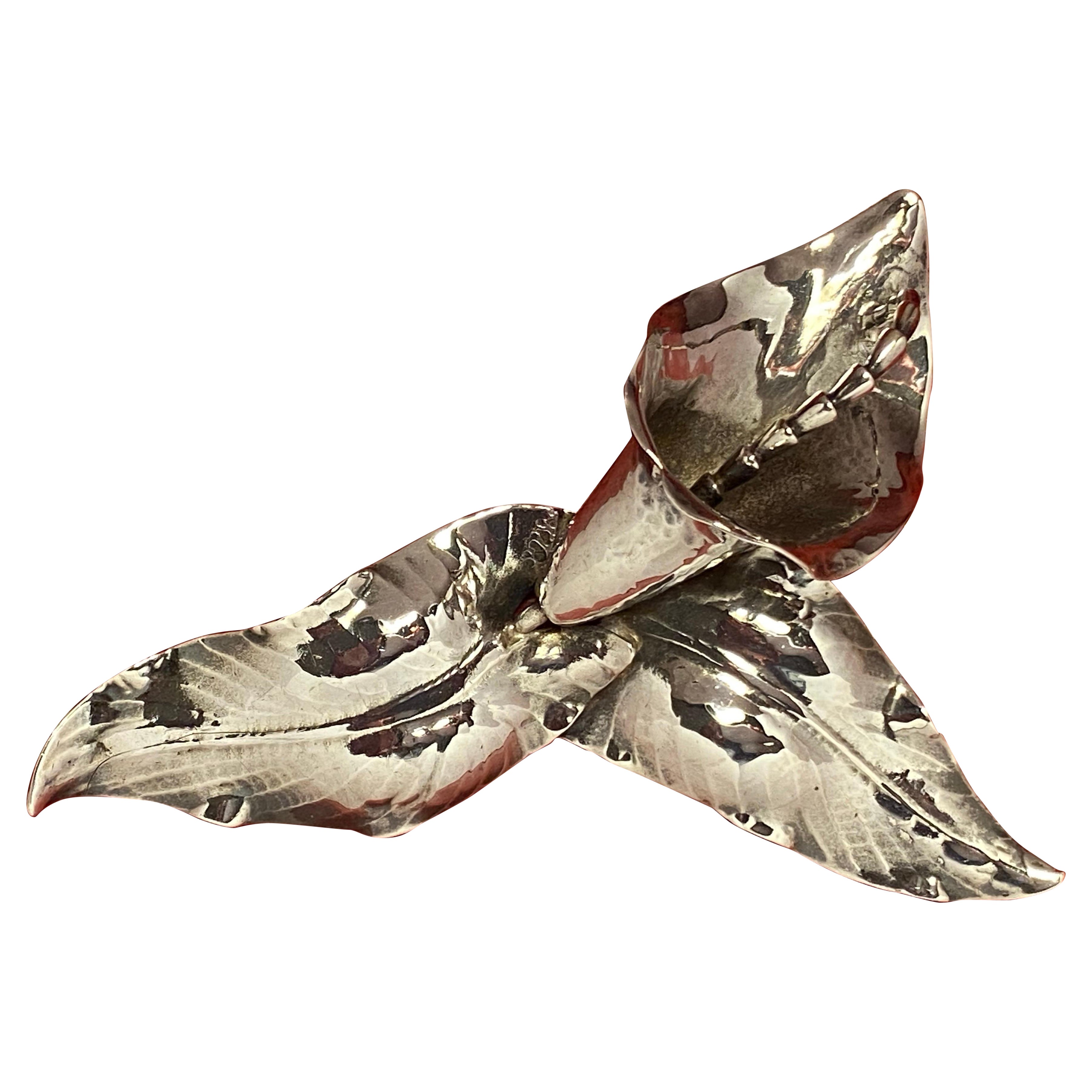 Peer Smed Spilla a forma di giglio di Calla in argento Sterling Periodo Arte e Artigianato in vendita