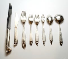 Peer Smed Sterling Silver Calla Lily Flatware Serv for 10, Salad Set, Extra Pcs