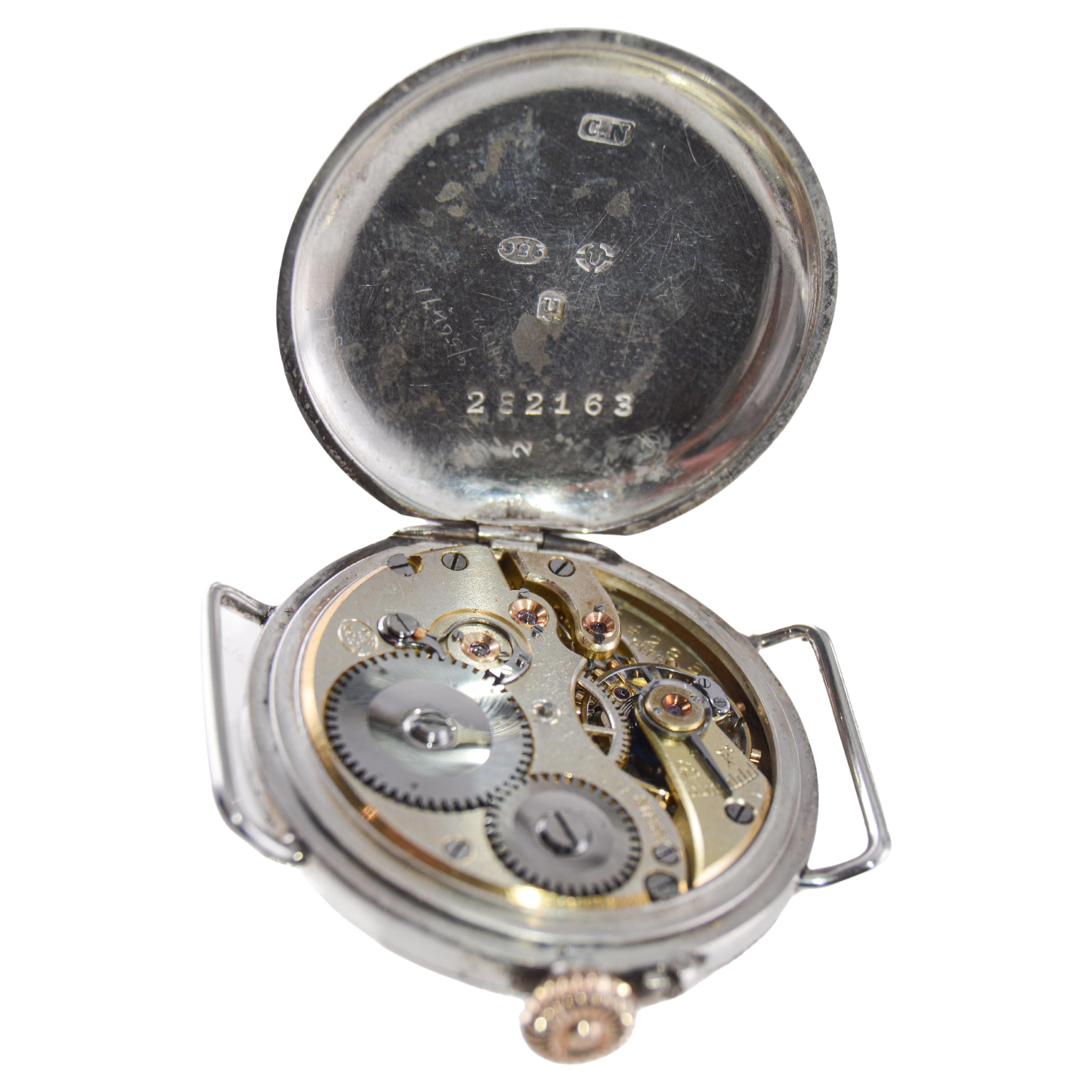 Peerless by IWC Campaign Style Sterling Silver Half Hunter from 1915 For Sale 6