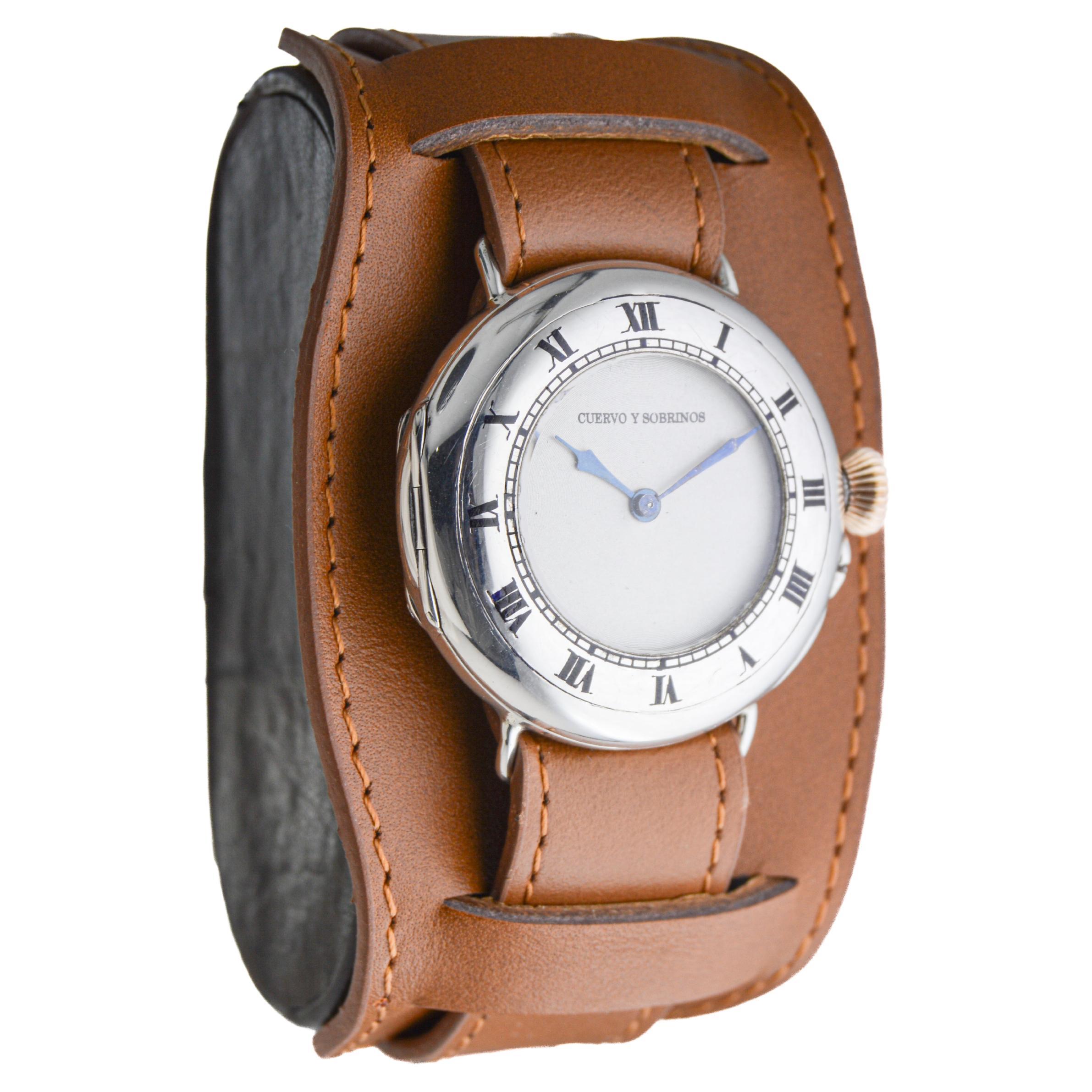 FACTORY / HOUSE: International Watch Co. for Peerless
STYLE / REFERENCE: Campaign Style / Half Hunter
METAL / MATERIAL: Sterling Silver & Enamel 
CIRCA / YEAR: 1915
DIMENSIONS / SIZE: Length 38mm X Diameter 33mm
MOVEMENT / CALIBER: Manual Winding /