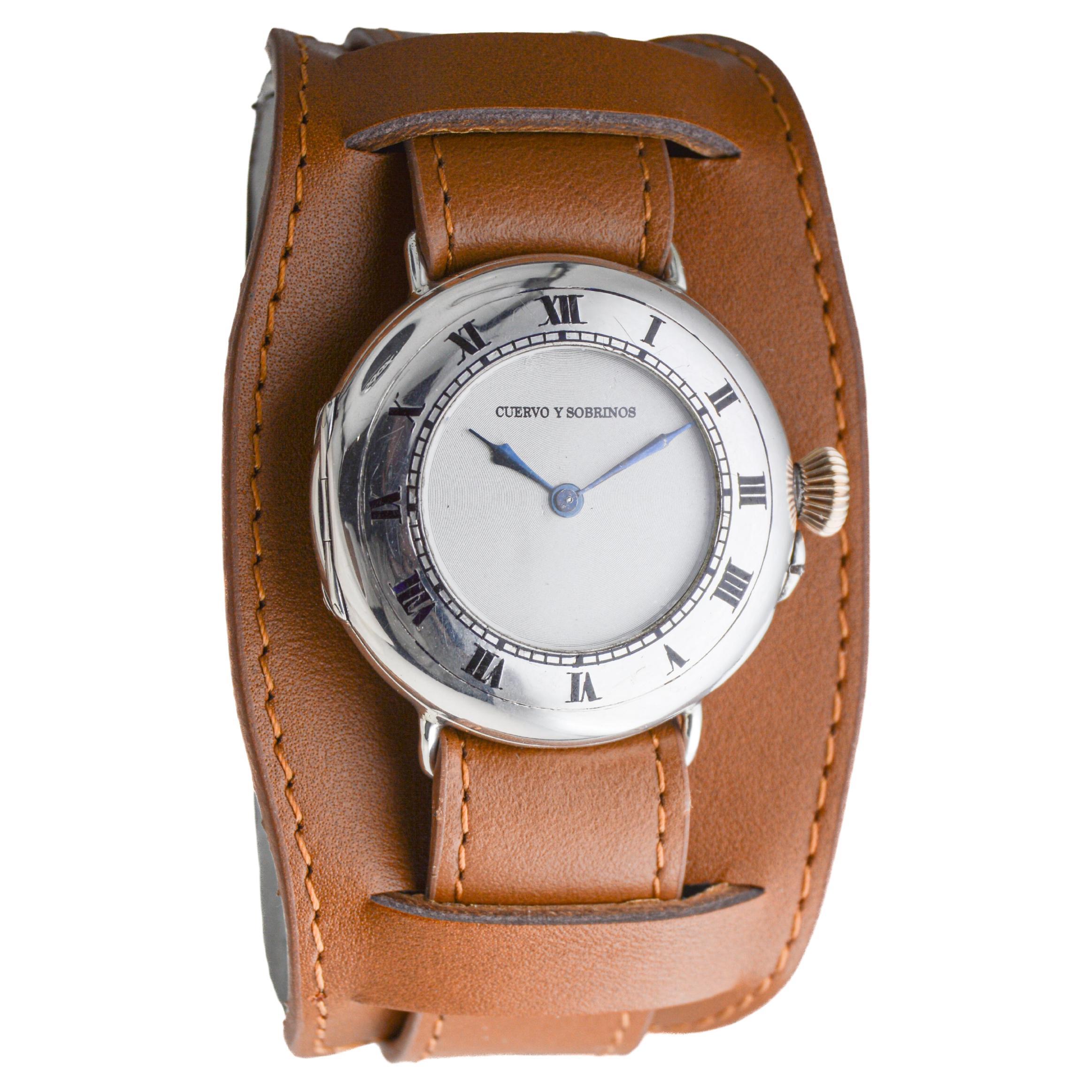Art Deco Peerless by IWC Campaign Style Sterling Silver Half Hunter from 1915 For Sale