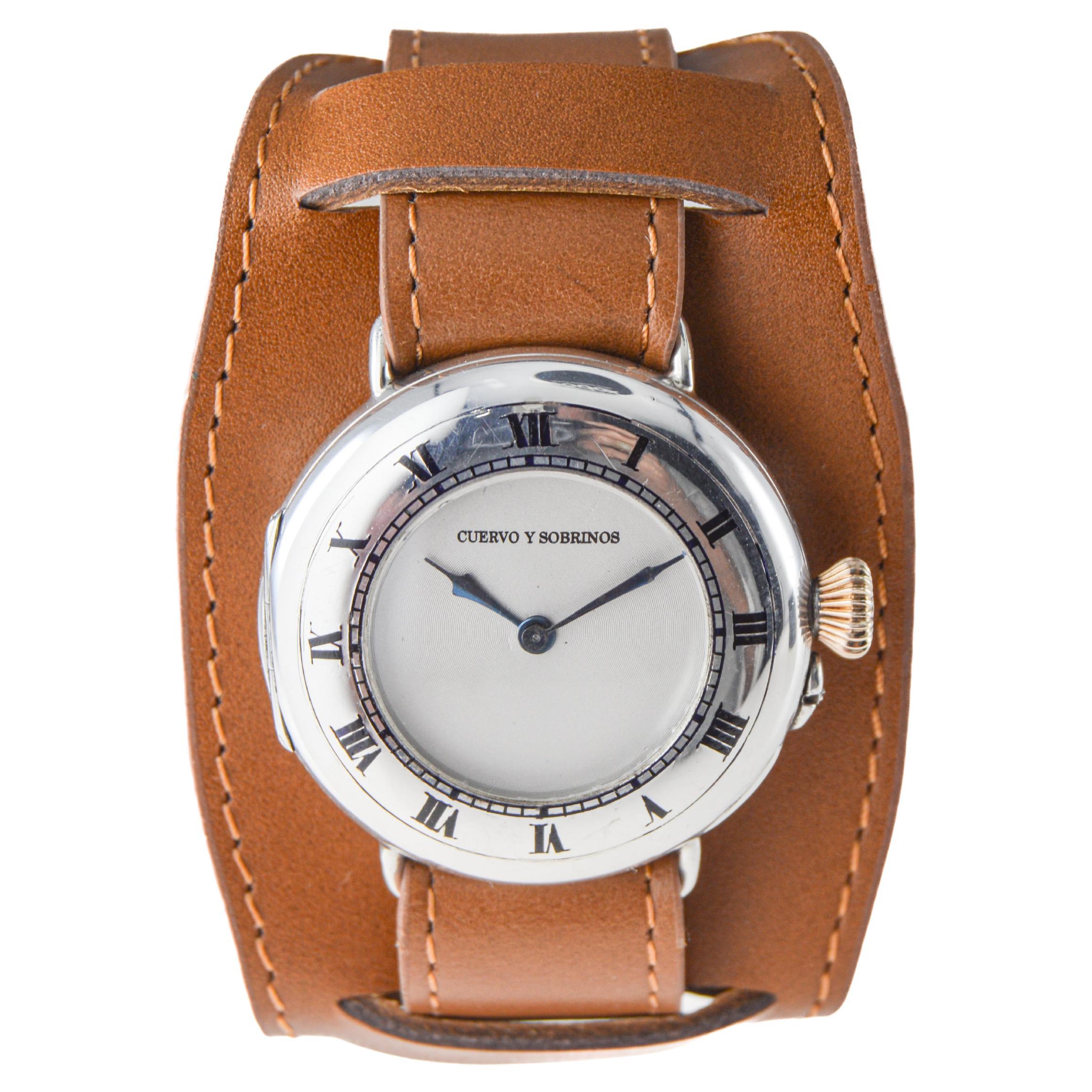 Peerless by IWC Campaign Style Sterling Silver Half Hunter from 1915 In Excellent Condition For Sale In Long Beach, CA