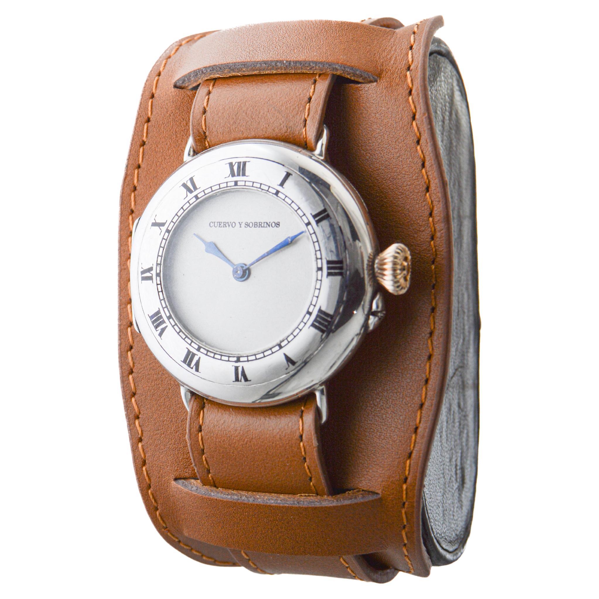 Women's or Men's Peerless by IWC Campaign Style Sterling Silver Half Hunter from 1915 For Sale