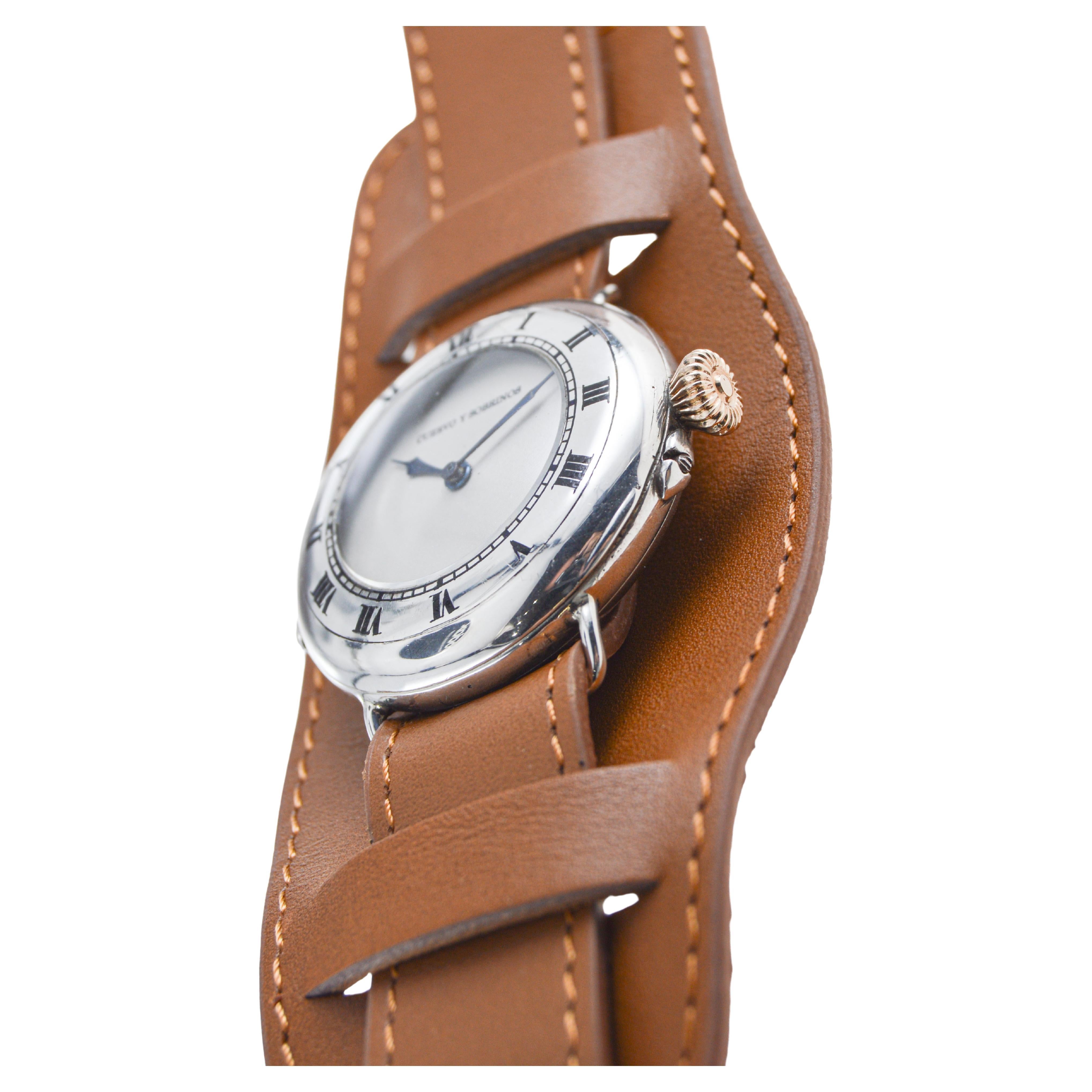 Peerless by IWC Campaign Style Sterling Silver Half Hunter from 1915 For Sale 3