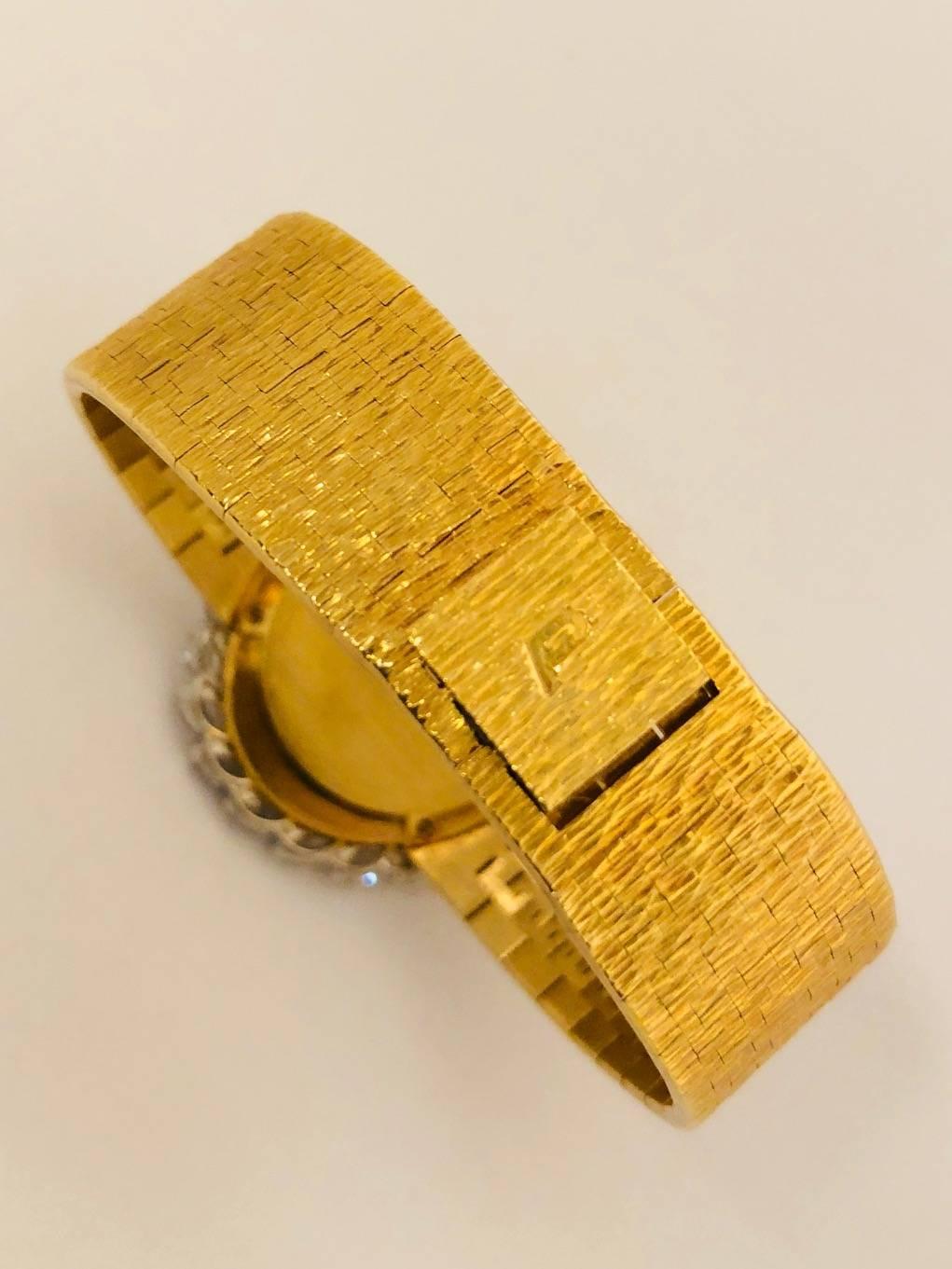 Contemporary Piaget Ladies Yellow Gold Diamond Black Opal Dial manual Wristwatch