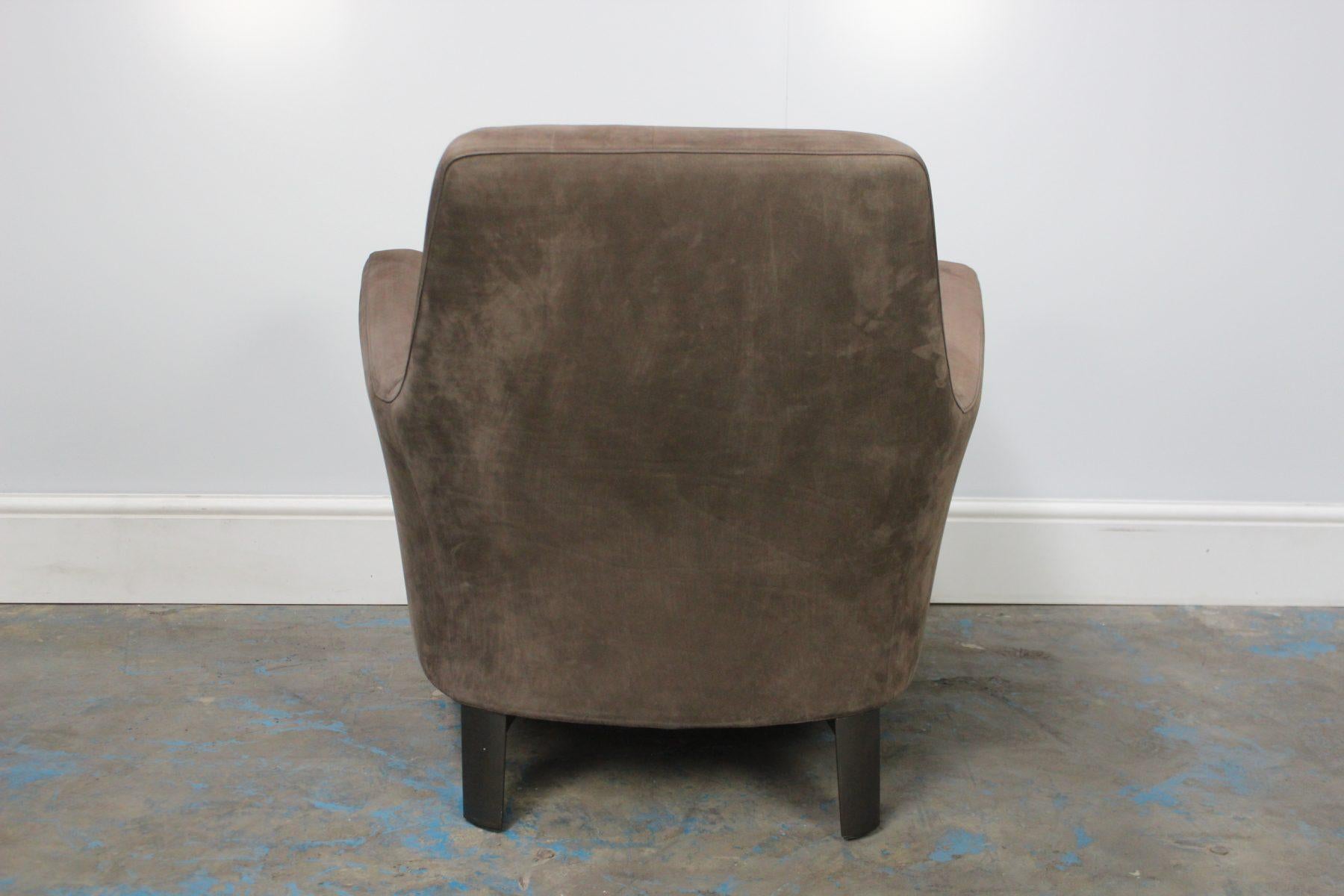 Contemporary Peerless Pristine Minotti “Denny” Armchair in Suede Leather For Sale