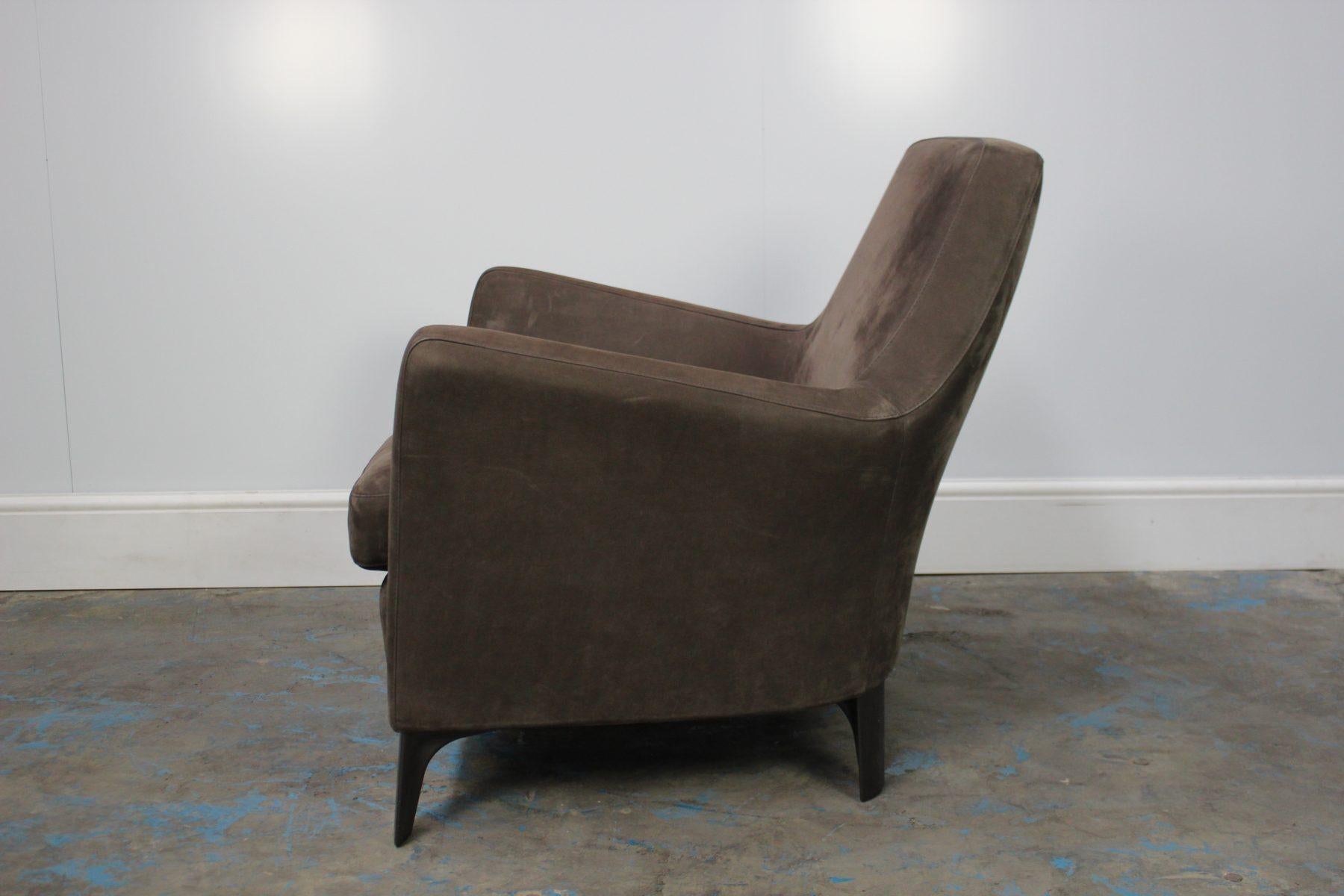 Peerless Pristine Minotti “Denny” Armchair in Suede Leather For Sale 1