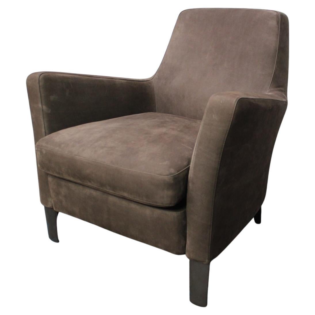 Peerless Pristine Minotti “Denny” Armchair in Suede Leather For Sale