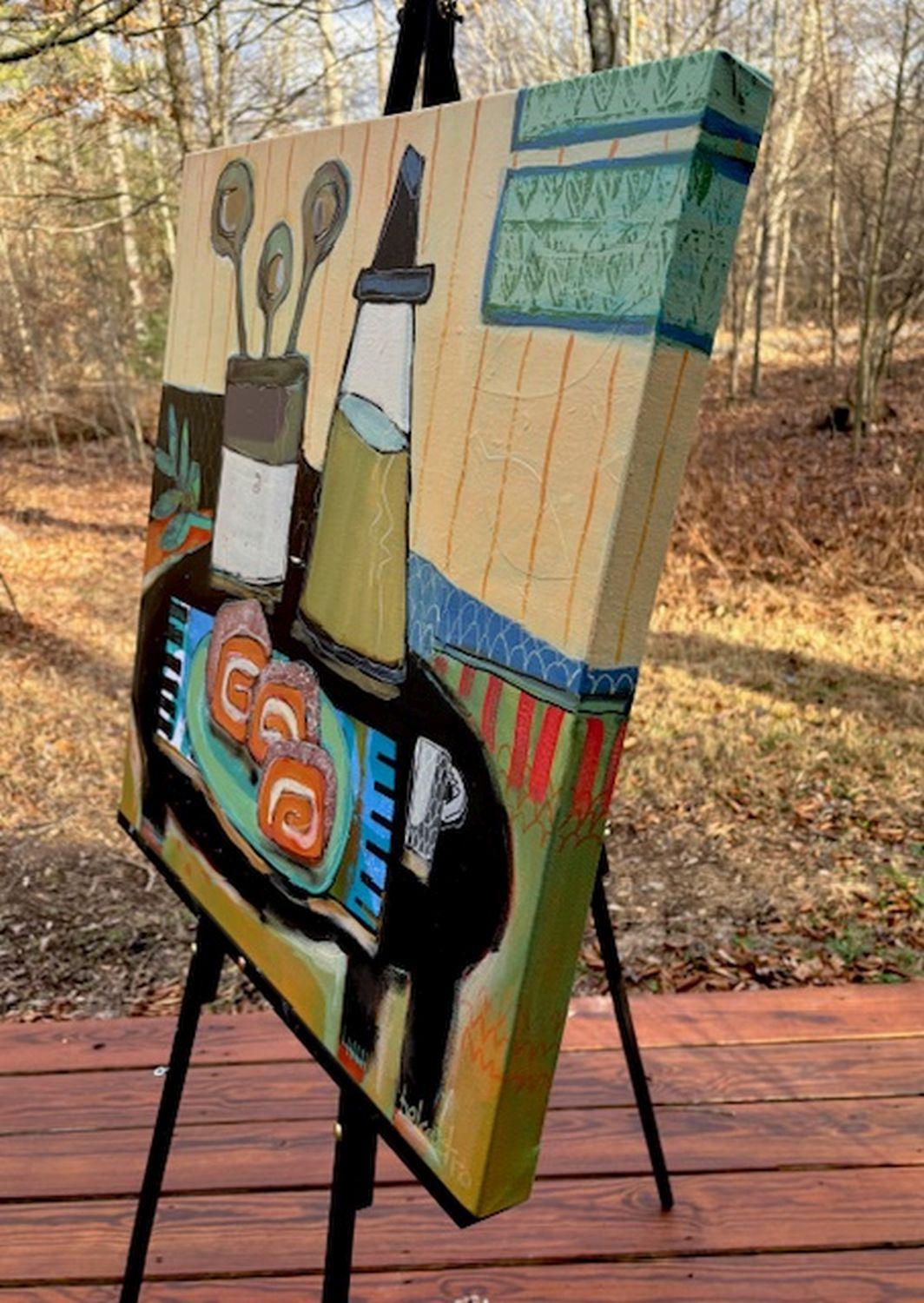 Sugar and Spice, Original Painting - Contemporary Mixed Media Art by Peg Belcastro