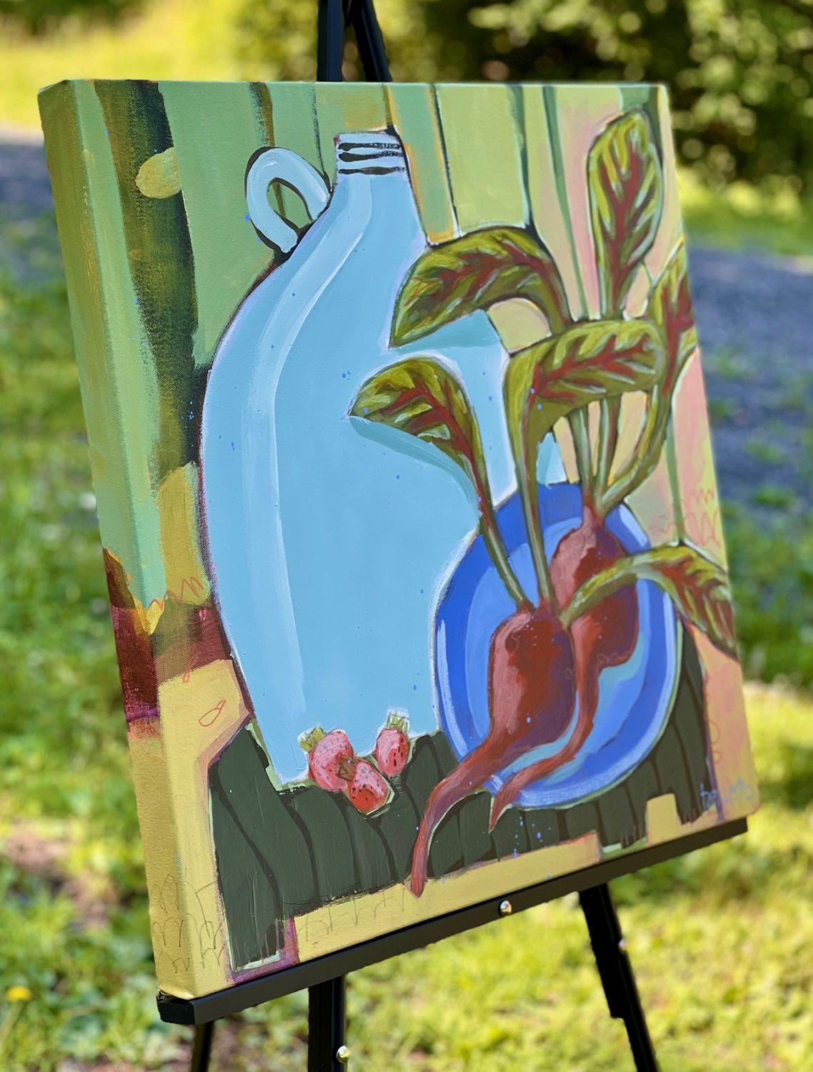 Ein Spaziergang im Garten, Originalgemälde – Painting von Peg Belcastro