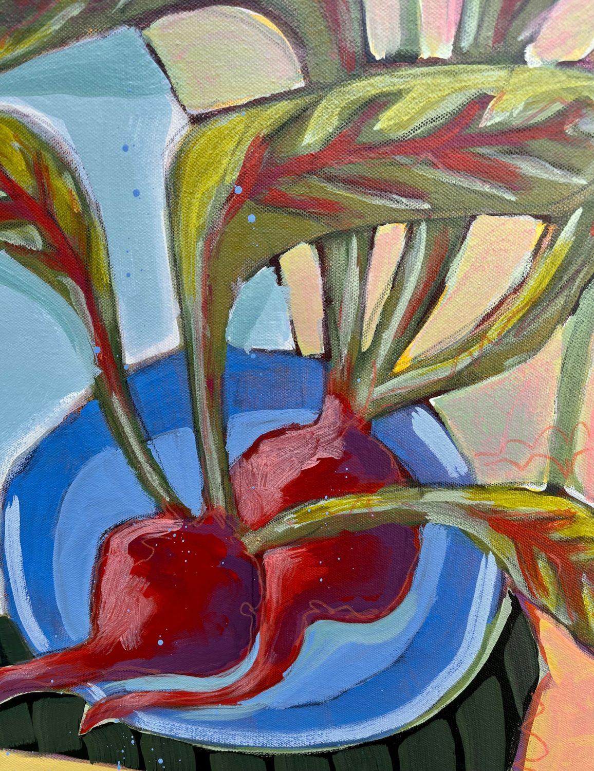 Ein Spaziergang im Garten, Originalgemälde (Grau), Still-Life Painting, von Peg Belcastro