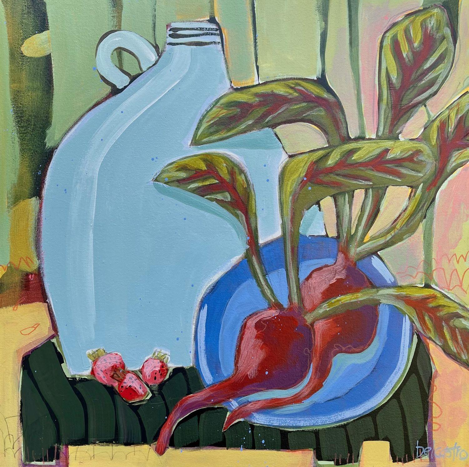 Une promenade au jardin, peinture originale