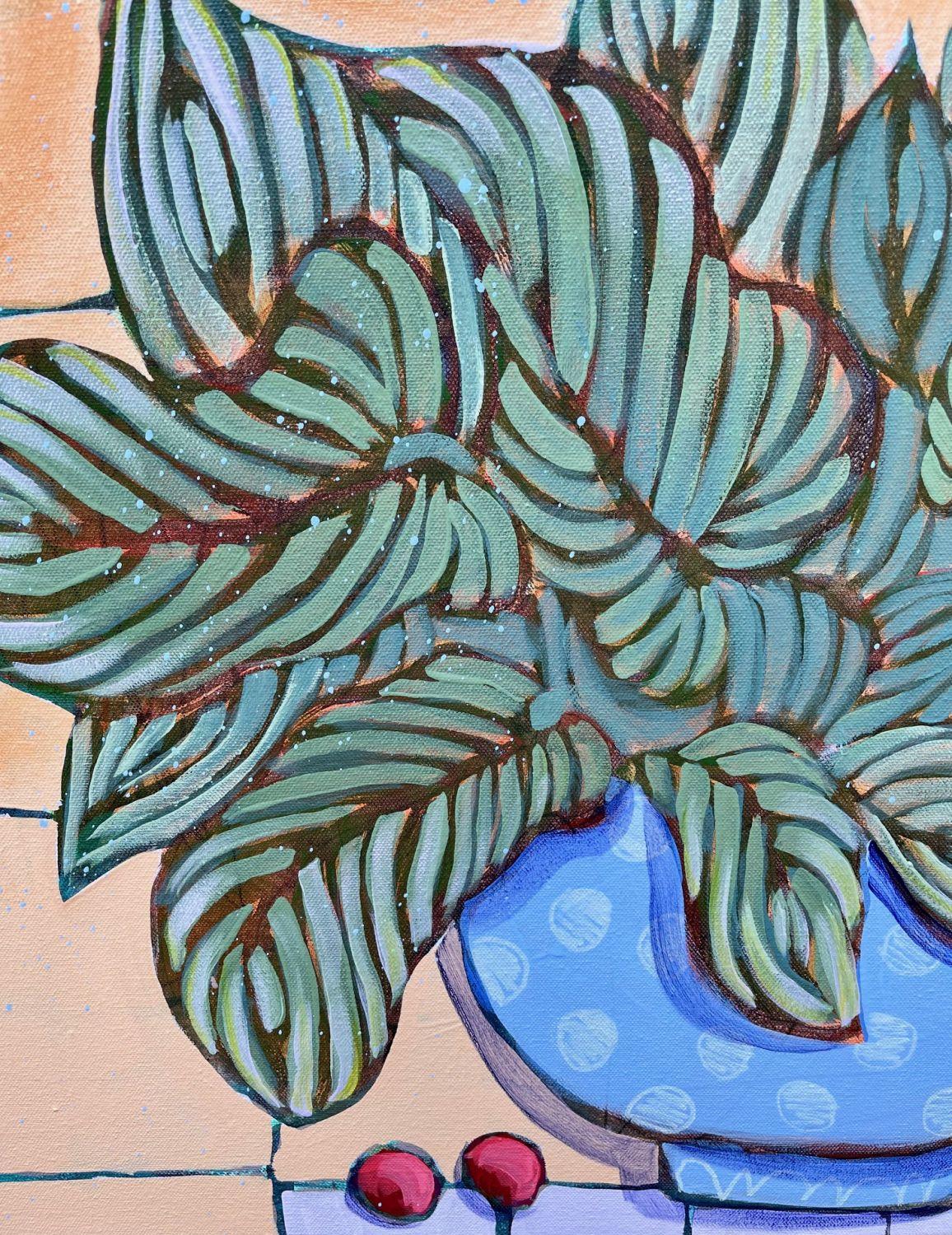 Apps on the Patio with Hostas, Original Painting For Sale 1