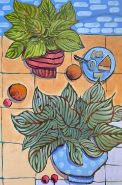 App sul patio con le hosta, quadro originale