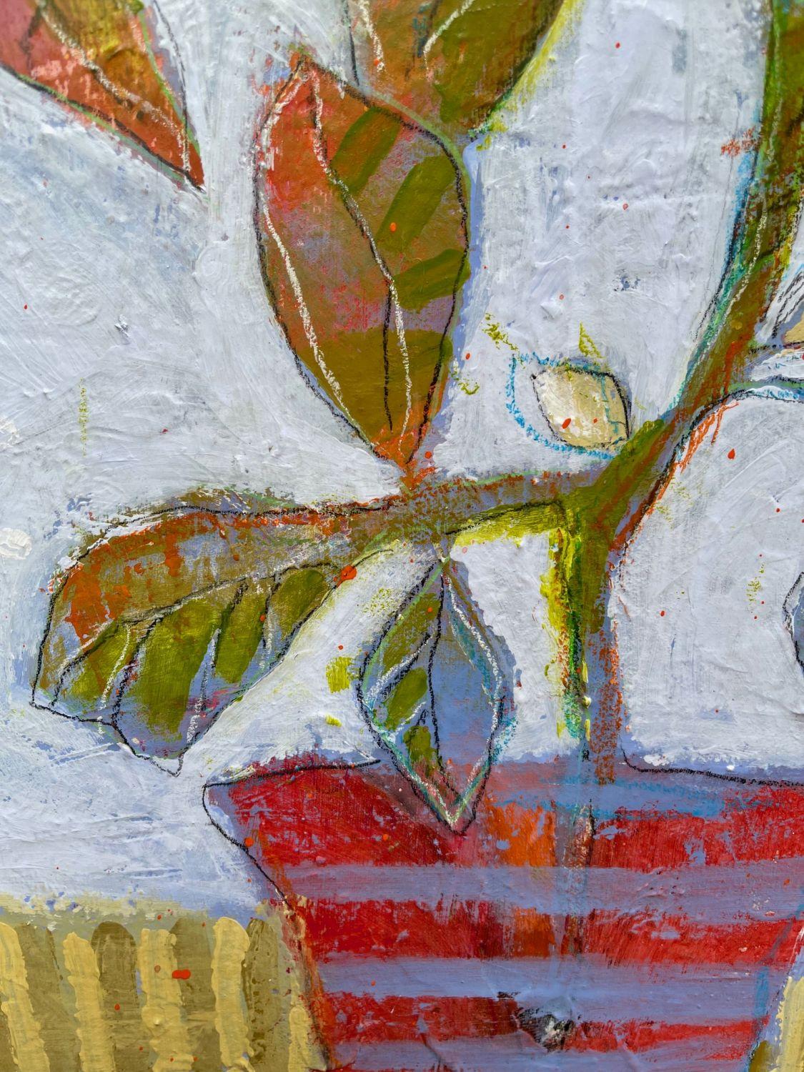 Figgylicious, Pittura originale - Still-Life Painting Grigio di Peg Belcastro