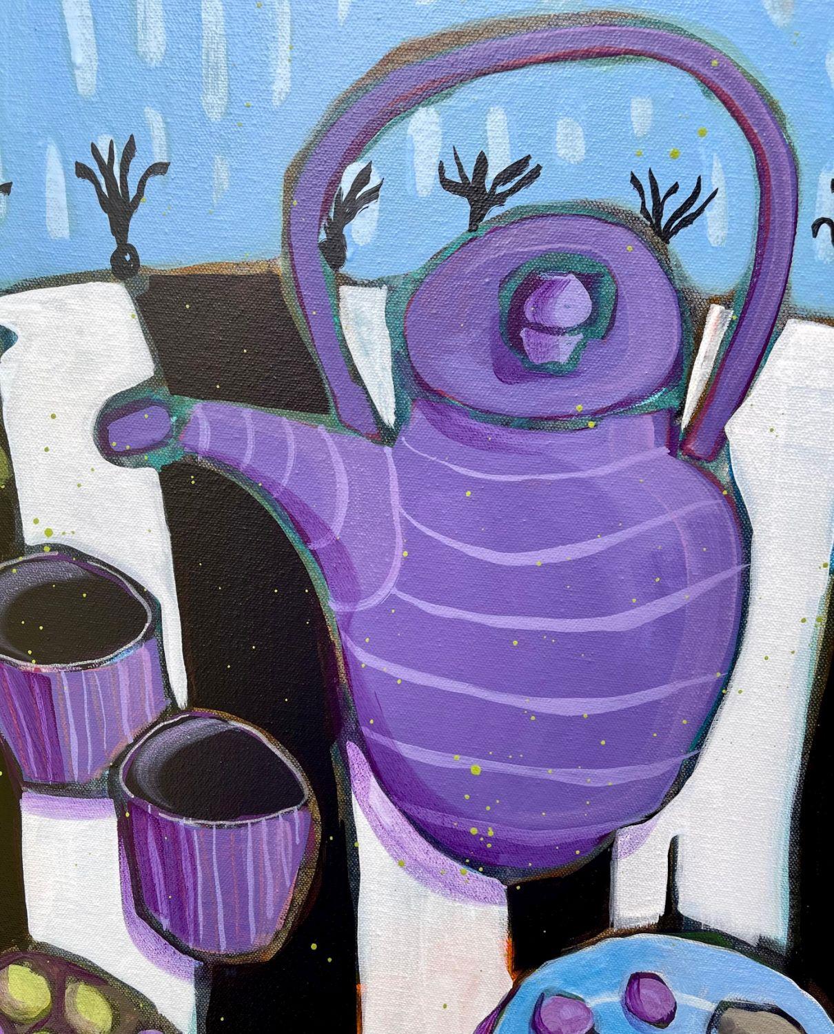 Rainy Day Tea Party, Original Painting For Sale 1
