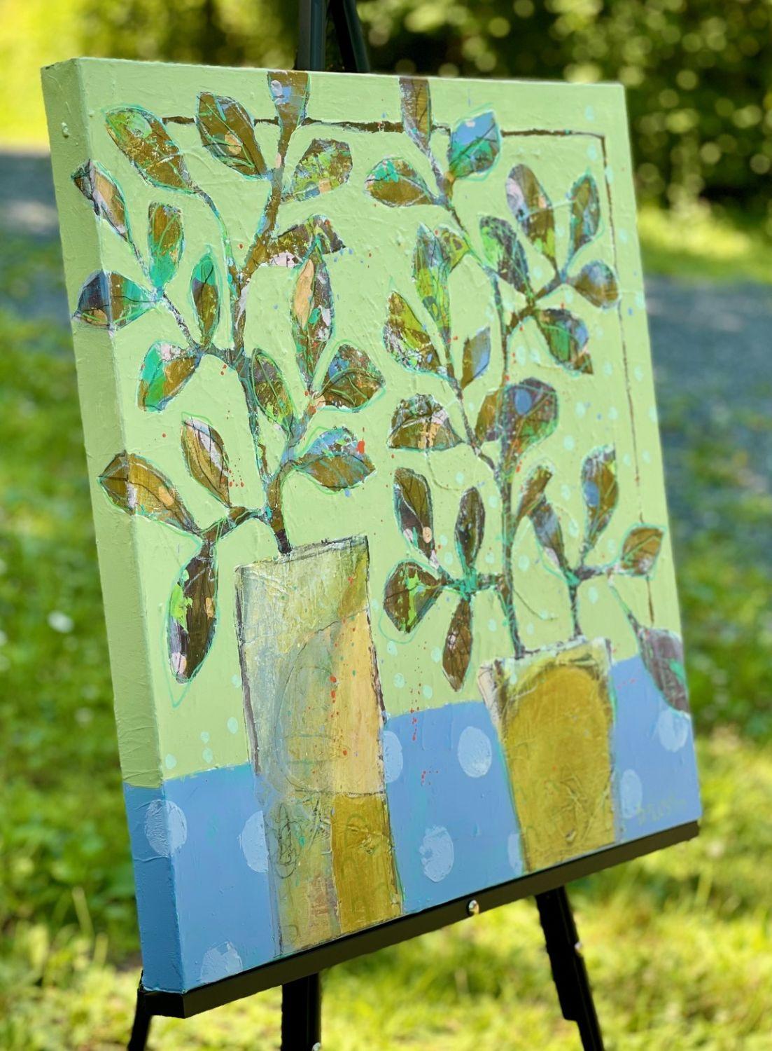Il davanzale della finestra, dipinto originale - Painting di Peg Belcastro