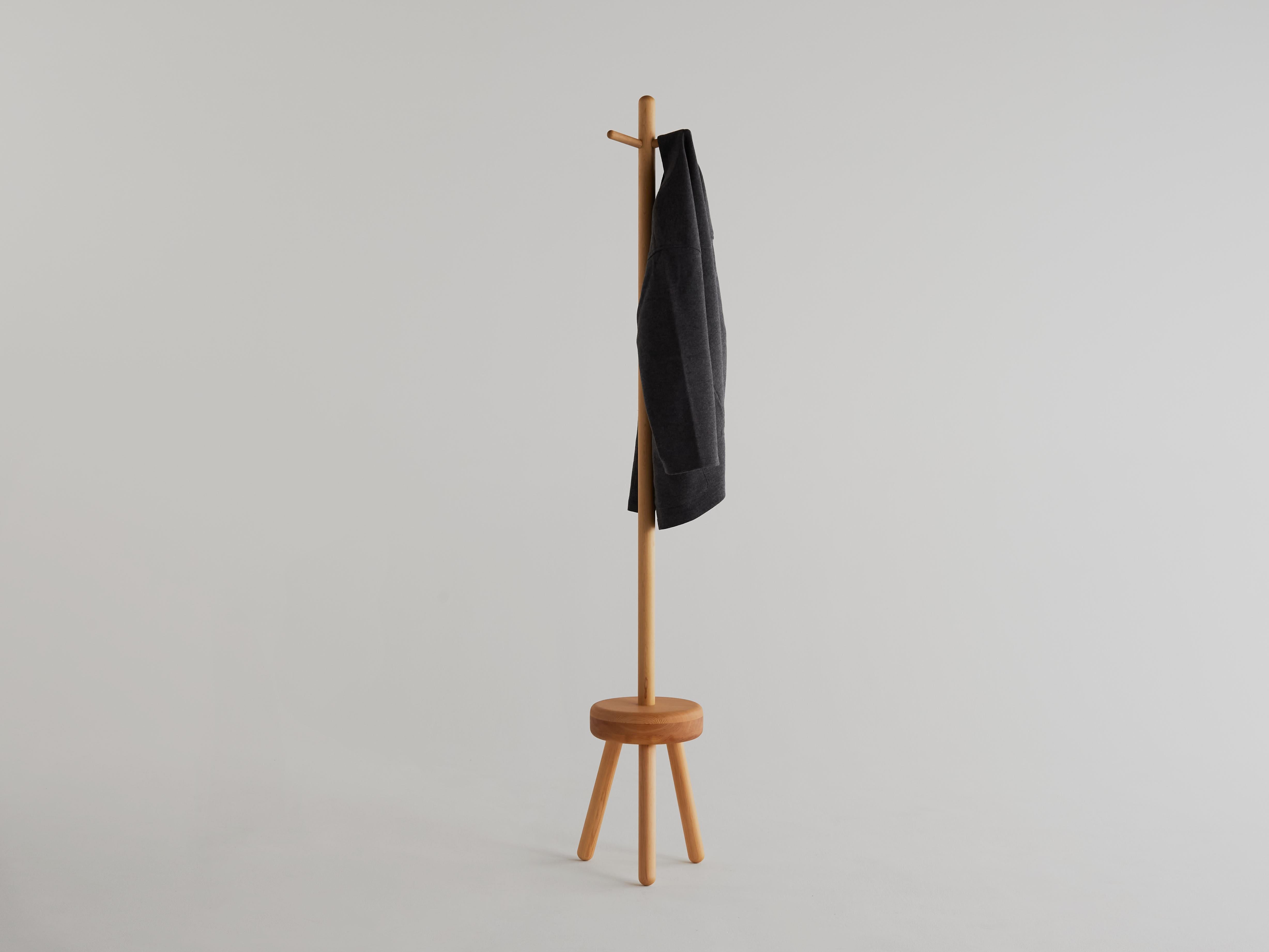 Modern Peg Coat Rack by Campagna, Playful Shaker Inspired Minimal Wooden Coat Stand