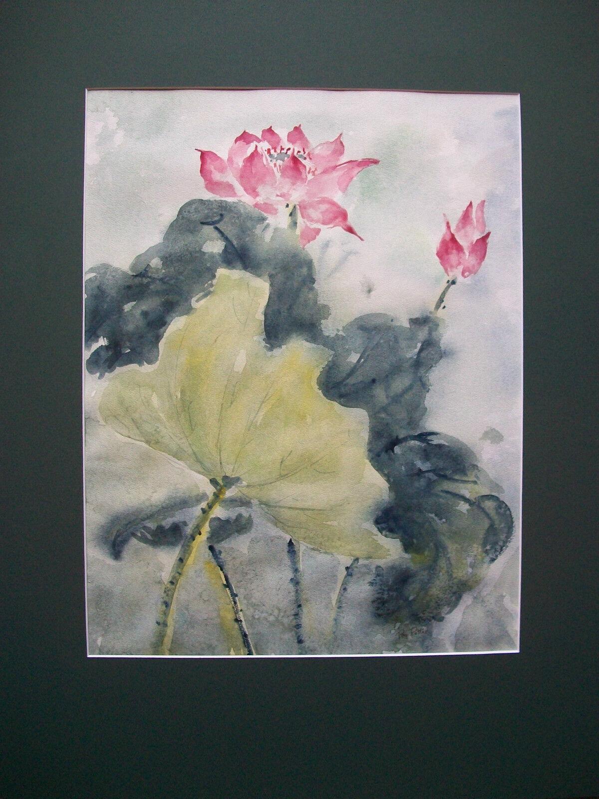 PEG POTTER - Vintage Impressionist style watercolor painting of water lilies - signed lower right - vintage matte - unframed - Canada - late 20th century.

Excellent vintage condition - no loss - no damage - no restoration - minor ripples in the